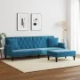 2-seater sofa bed with pillows and blue velvet stool by , Sofas - Ref: Foro24-3216218, Price: 373,88 €, Discount: %