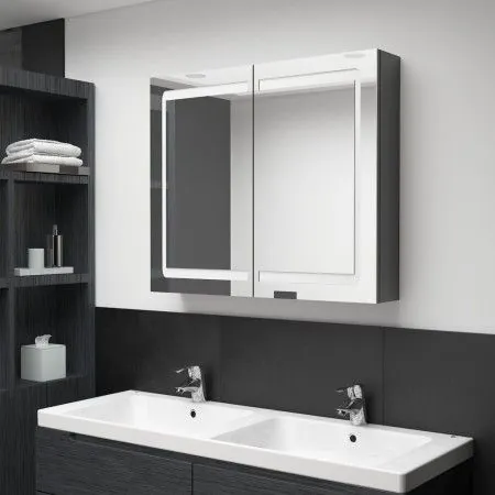Bathroom cabinet with LED mirror glossy gray 80x12x68 cm by vidaXL, bathroom vanities - Ref: Foro24-326514, Price: 160,05 €, ...