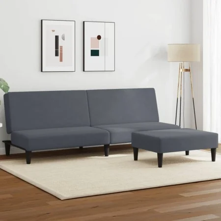 2-Sitzer-Schlafsofa mit dunkelgrauem Samthocker von , Sofas - Ref: Foro24-3216232, Preis: 281,33 €, Rabatt: %