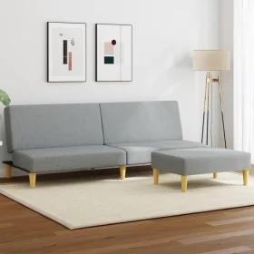 Sofá cama de 2 plazas con taburete tela gris claro by , Sofas - Ref: Foro24-3216224, Price: 301,18 €, Discount: %