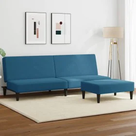 2-Sitzer-Schlafsofa mit blauem Samthocker von , Sofas - Ref: Foro24-3216230, Preis: 294,32 €, Rabatt: %
