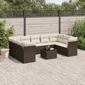 Set mit 10 Gartensofas und -kissen Kunstrattan braun von , Gartensets - Ref: Foro24-3249982, Preis: 642,81 €, Rabatt: %