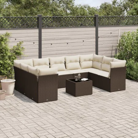 Set de sofás de jardín 10 pzas y cojines ratán sintético marrón de , Conjuntos de jardín - Ref: Foro24-3249982, Precio: 642,9...
