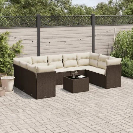 Set of 10 garden sofas and cushions synthetic rattan brown by , Garden sets - Ref: Foro24-3249982, Price: 642,81 €, Discount: %