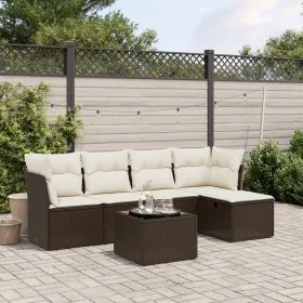 Set of 6-piece garden sofas and cushions synthetic rattan brown by , Garden sets - Ref: Foro24-3263149, Price: 367,24 €, Disc...