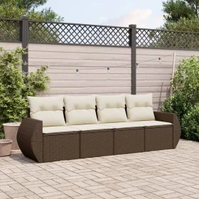 Set of 4 garden sofas and cushions synthetic rattan brown by , Garden sets - Ref: Foro24-3221082, Price: 290,59 €, Discount: %