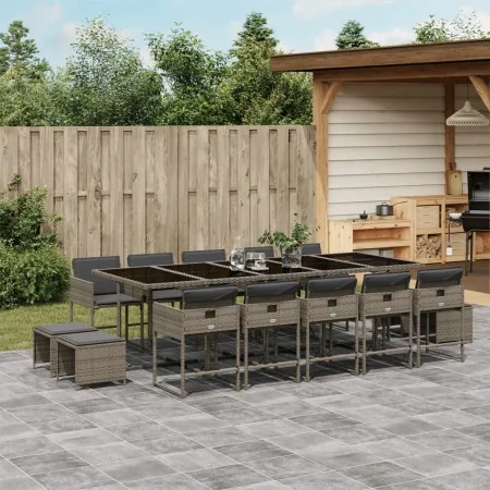 Set comedor de jardín con cojines 15 pzas ratán sintético gris von , Gartensets - Ref: Foro24-3211352, Preis: 835,65 €, Rabat...
