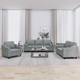 Set of sofas with cushions 3 pieces light gray fabric by , Sofas - Ref: Foro24-3201786, Price: 670,40 €, Discount: %