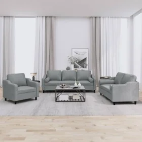 Set Sofas mit Kissen 3 Stück hellgrauer Stoff von , Sofas - Ref: Foro24-3201786, Preis: 670,40 €, Rabatt: %