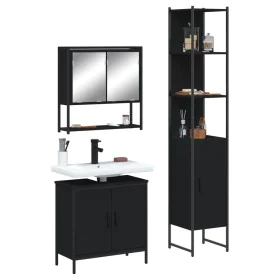 3-teiliges Badmöbel-Set Sperrholz schwarz von , Badezimmermöbel - Ref: Foro24-3214680, Preis: 185,44 €, Rabatt: %