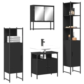 4-teiliges Sperrholz-Badmöbel-Set schwarz von , Badezimmermöbel - Ref: Foro24-3214705, Preis: 233,82 €, Rabatt: %