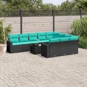 Set de sofás de jardín 11 pzas y cojines ratán sintético negro von , Gartensets - Ref: Foro24-3219487, Preis: 827,25 €, Rabat...