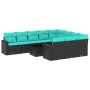 Set de sofás de jardín 11 pzas y cojines ratán sintético negro by , Garden sets - Ref: Foro24-3219487, Price: 827,25 €, Disco...