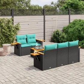 Set de sofás de jardín 6 pzas con cojines ratán sintético negro von , Gartensets - Ref: Foro24-3226624, Preis: 482,26 €, Raba...