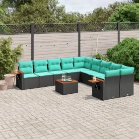 Set de sofás de jardín 11 pzas y cojines ratán sintético negro by , Garden sets - Ref: Foro24-3227198, Price: 815,67 €, Disco...