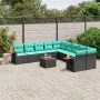 Set de sofás de jardín 11 pzas y cojines ratán sintético negro by , Garden sets - Ref: Foro24-3227198, Price: 815,60 €, Disco...