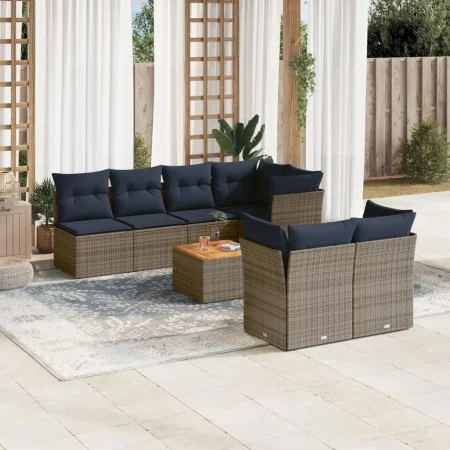 Set of garden sofas and cushions 8 pieces synthetic rattan gray by , Garden sets - Ref: Foro24-3255851, Price: 581,74 €, Disc...