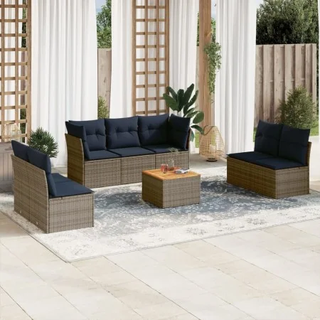 Set of 8 garden sofas with cushions synthetic rattan gray by , Garden sets - Ref: Foro24-3255900, Price: 544,35 €, Discount: %