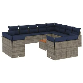 Garden sofa set with cushions 13 pieces synthetic rattan gray by , Garden sets - Ref: Foro24-3256285, Price: 1,00 €, Discount: %