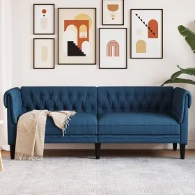 3-seater Chesterfield sofa blue fabric by , Sofas - Ref: Foro24-372562, Price: 328,56 €, Discount: %