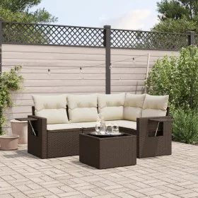 5-piece garden dining set and cushions synthetic rattan brown by , Garden sets - Ref: Foro24-3220122, Price: 352,68 €, Discou...