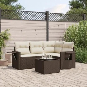 Set comedor de jardín 5 piezas y cojines ratán sintético marrón de , Conjuntos de jardín - Ref: Foro24-3220122, Precio: 354,2...