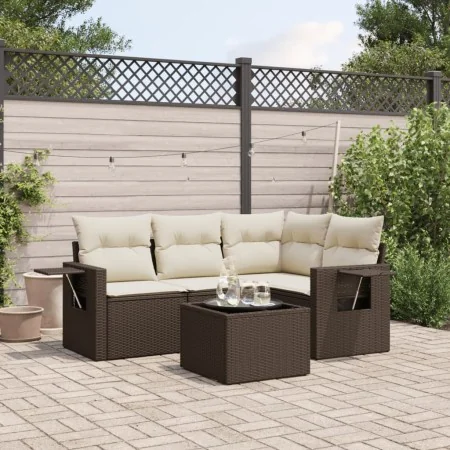 Set comedor de jardín 5 piezas y cojines ratán sintético marrón de , Conjuntos de jardín - Ref: Foro24-3220122, Precio: 354,2...