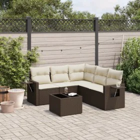 Set of 6-piece garden sofas and cushions synthetic rattan brown by , Garden sets - Ref: Foro24-3220162, Price: 407,76 €, Disc...