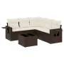 Set of 6-piece garden sofas and cushions synthetic rattan brown by , Garden sets - Ref: Foro24-3220162, Price: 407,76 €, Disc...