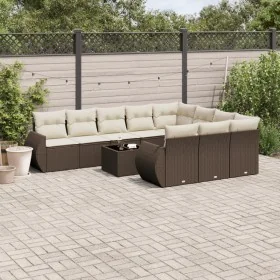 Set of garden sofas 11 pcs cushions synthetic rattan brown by , Garden sets - Ref: Foro24-3254240, Price: 736,68 €, Discount: %