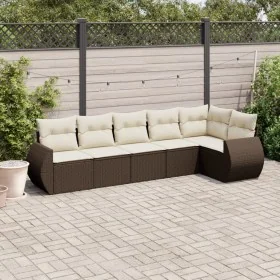 Set of 6-piece garden sofas and cushions synthetic rattan brown by , Garden sets - Ref: Foro24-3221392, Price: 428,68 €, Disc...