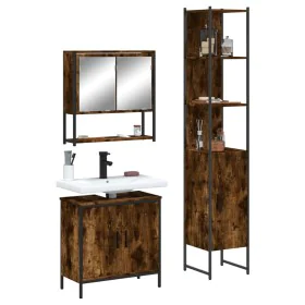 3-teiliges Badezimmermöbel-Set aus geräuchertem Eichensperrholz von , Badezimmermöbel - Ref: Foro24-3214682, Preis: 188,61 €,...