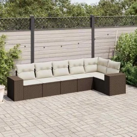 Set of 6-piece garden sofas and cushions synthetic rattan brown by , Garden sets - Ref: Foro24-3222592, Price: 423,06 €, Disc...