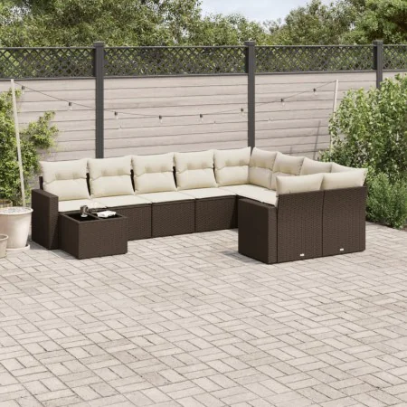 Set of 10 garden sofas and cushions synthetic rattan brown by , Garden sets - Ref: Foro24-3219453, Price: 647,73 €, Discount: %