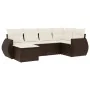 Set of 6-piece garden sofas and cushions synthetic rattan brown by , Modular outdoor sofas - Ref: Foro24-3221662, Price: 420,...