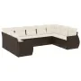 Set de sofás de jardín 9 pzas y cojines ratán sintético marrón by , Modular outdoor sofas - Ref: Foro24-3221802, Price: 620,0...