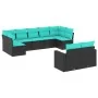 Set of 9 garden sofas with black synthetic rattan cushions by , Garden sets - Ref: Foro24-3219407, Price: 710,67 €, Discount: %