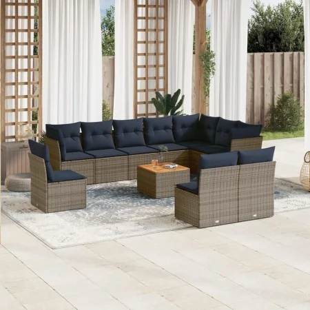 Set of 11 garden sofas and cushions synthetic rattan gray by , Garden sets - Ref: Foro24-3256033, Price: 756,67 €, Discount: %