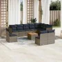 Set of 11 garden sofas and cushions synthetic rattan gray by , Garden sets - Ref: Foro24-3256033, Price: 756,67 €, Discount: %