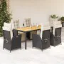 7 pcs garden dining set and cushions synthetic rattan black by , Garden sets - Ref: Foro24-3213336, Price: 970,38 €, Discount: %