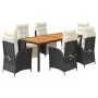 7 pcs garden dining set and cushions synthetic rattan black by , Garden sets - Ref: Foro24-3213336, Price: 970,38 €, Discount: %