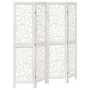 Biombo separador de 4 paneles madera maciza Paulownia blanco de , Divisores de ambientes - Ref: Foro24-358737, Precio: 110,56...