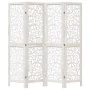 Biombo separador de 4 paneles madera maciza Paulownia blanco de , Divisores de ambientes - Ref: Foro24-358737, Precio: 110,56...
