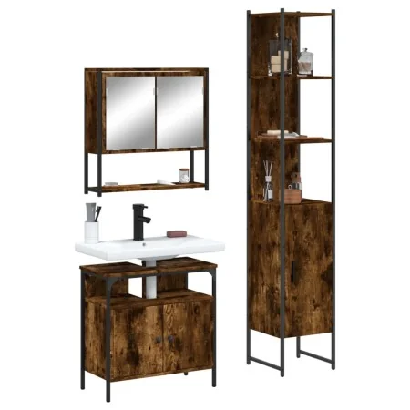 3-teiliges Badezimmermöbel-Set aus geräuchertem Eichensperrholz von , Badezimmermöbel - Ref: Foro24-3214677, Preis: 175,78 €,...