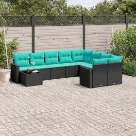 Set de sofás de jardín 10pzas con cojines ratán sintético negro de , Conjuntos de jardín - Ref: Foro24-3219447, Precio: 768,1...