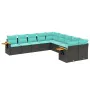 Set mit 10 Stück Gartensofas mit schwarzen Kissen aus synthetischem Rattan von , Gartensets - Ref: Foro24-3227191, Preis: 780...