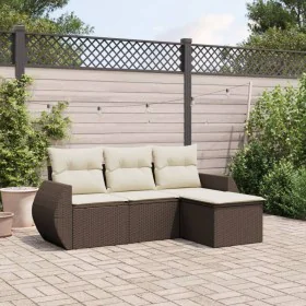 Set mit 4 Gartensofas und Kissen Kunstrattan braun von , Gartensets - Ref: Foro24-3253610, Preis: 279,70 €, Rabatt: %