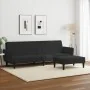 Sofá cama de 2 plazas con taburete terciopelo negro de , Sofás - Ref: Foro24-3216253, Precio: 344,55 €, Descuento: %