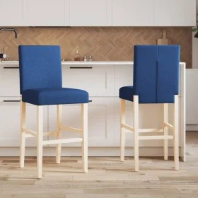 High stools 2 pcs solid rubber wood and fabric by , Kitchen stools - Ref: Foro24-4006193, Price: 82,03 €, Discount: %