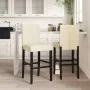 High stools 2 pcs solid rubber wood and synthetic leather by , Kitchen stools - Ref: Foro24-4006185, Price: 124,52 €, Discoun...